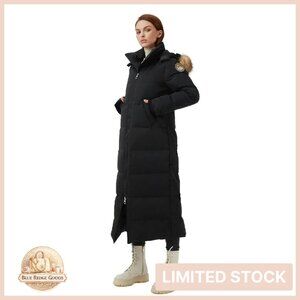 Long Down Parka Jacket Full-Length Puffer Coat Quilted Warm Winter Outerwear